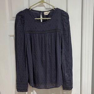 Universal Thread Dark Blue Eyelet Blouse